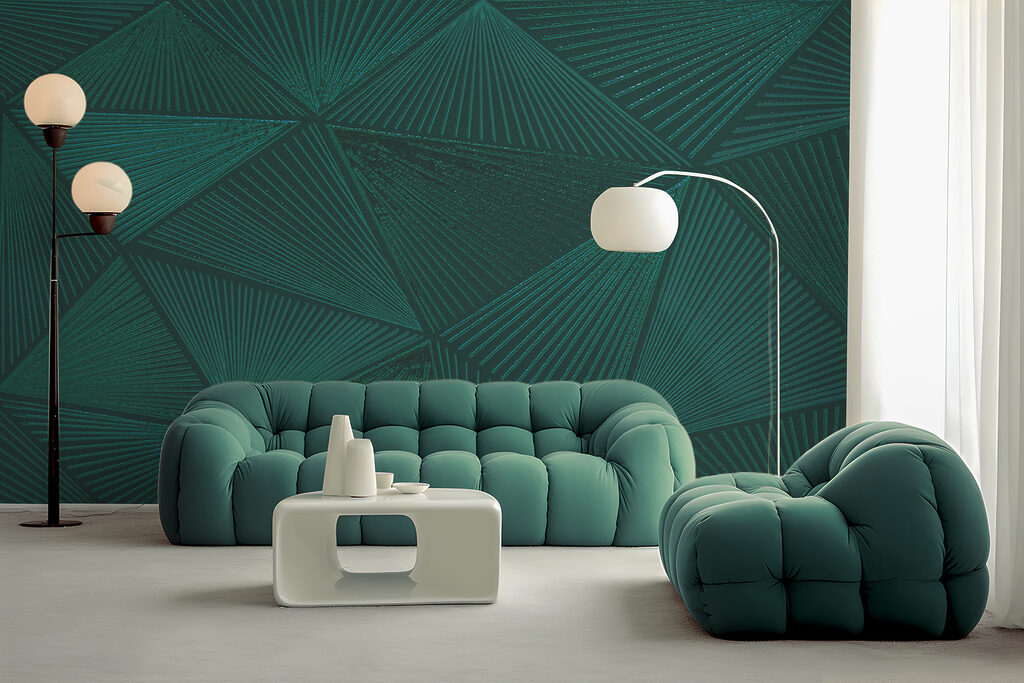 Green triangle pattern on a green surface Green triangle pattern on a green surface