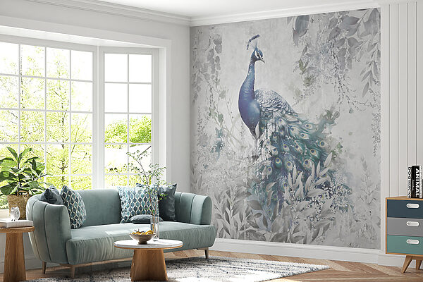 Pauw met veren op witte achtergrond u96727pig20mr 600x400 - Pauw met veren op witte achtergrond