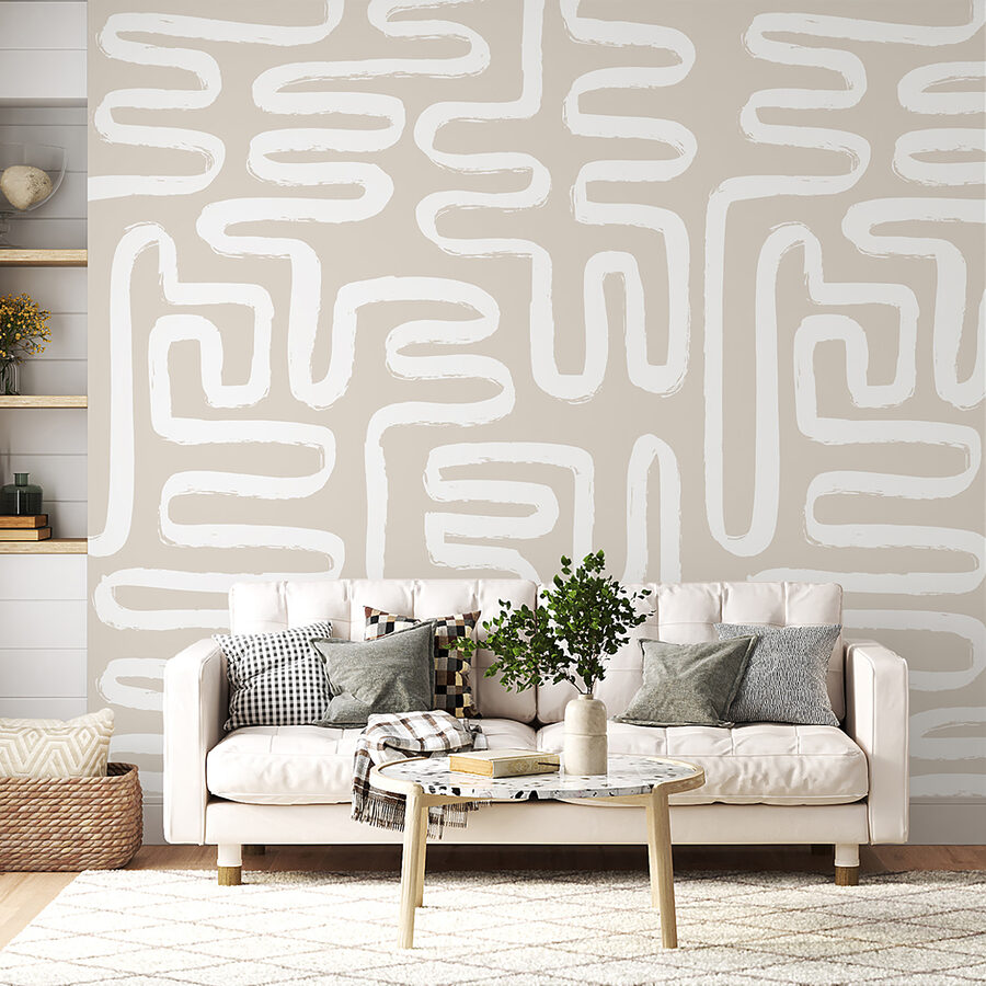 Fotobehang Witte lijnen op een beige achtergrond - Afbeelding 7
