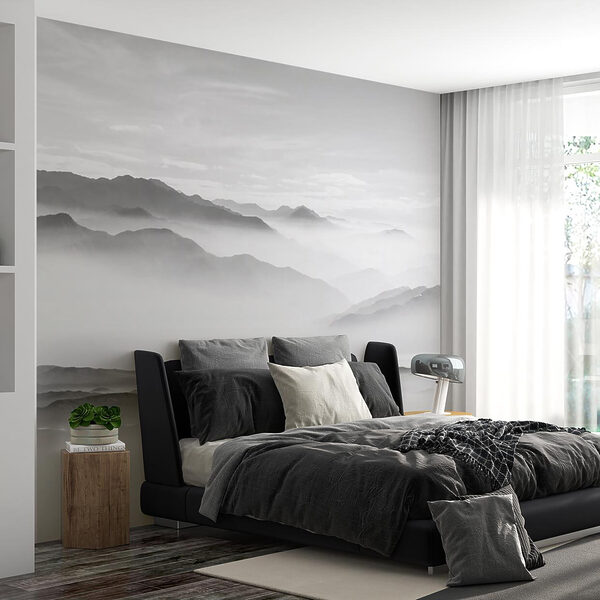 Mistig landschap met bergen Mistig landschap met bergen