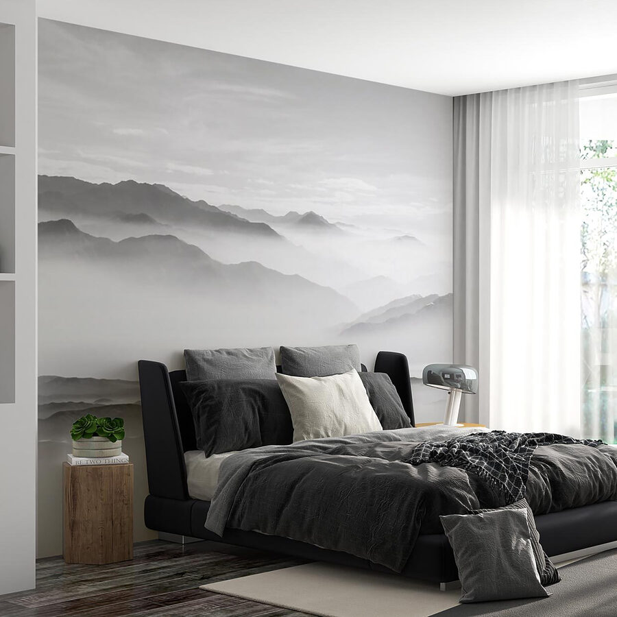Mistig landschap met bergen Mistig landschap met bergen
