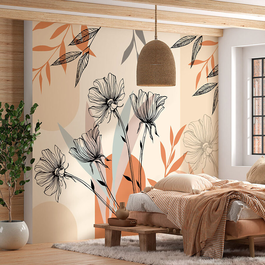 Tekening van bloemen en bladeren