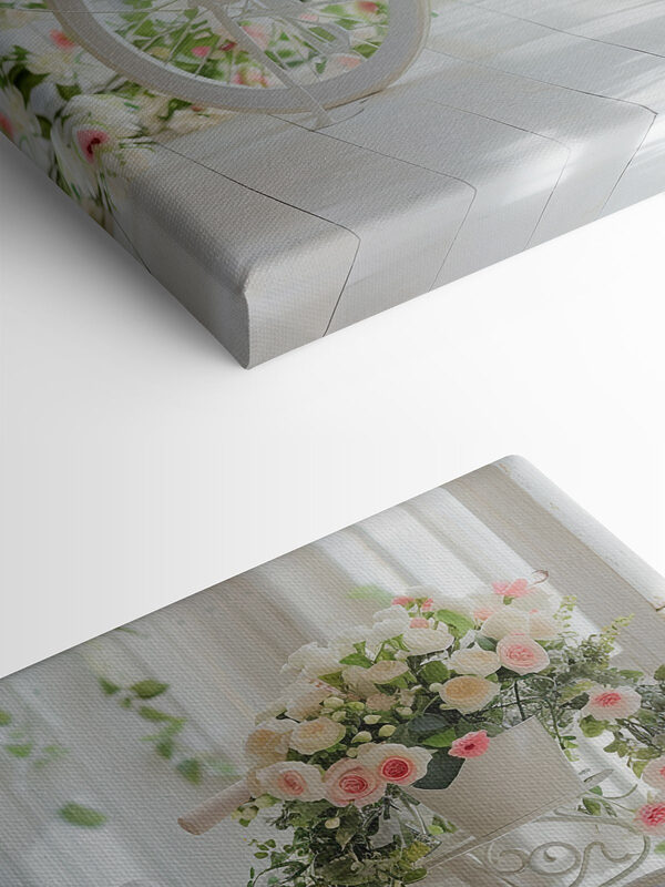 Witte fiets met bloemen erop Witte fiets met bloemen erop