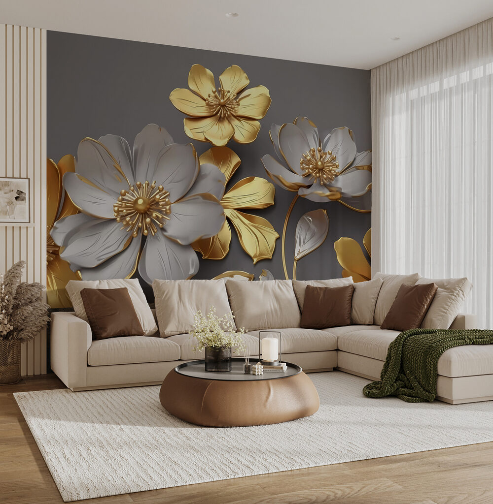 Group of flowers on a gray background Group of flowers on a gray background