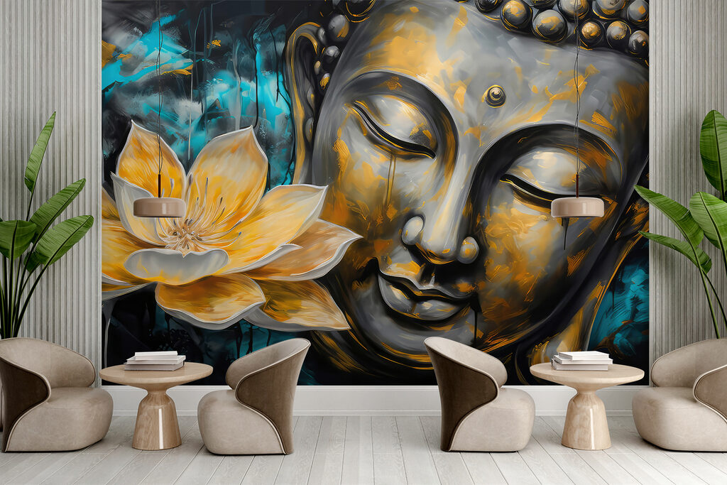 Painting of a face and a flower