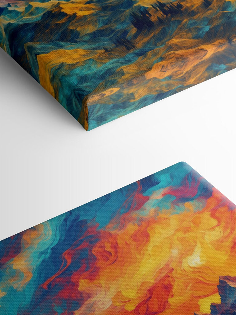 Colorful mountain landscape with clouds