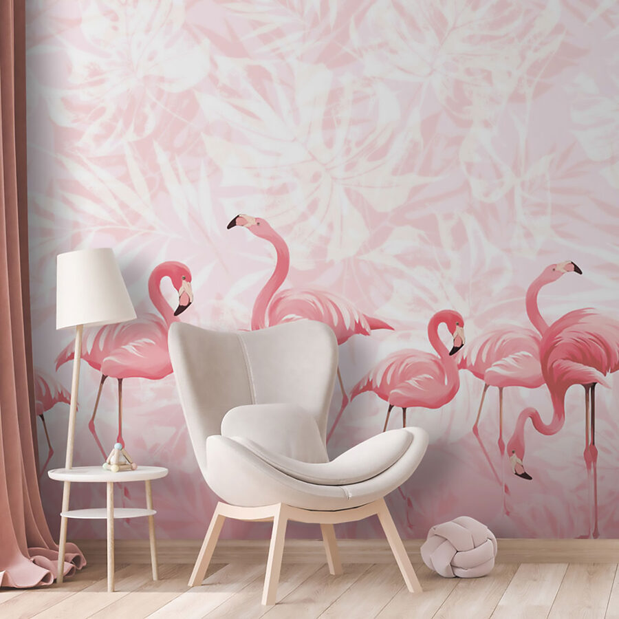 Een groep roze flamingo's