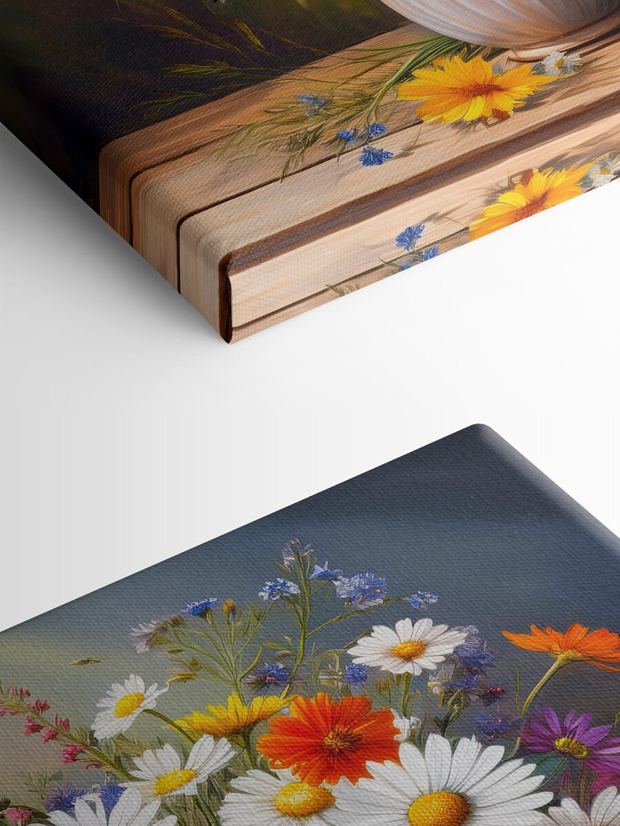 Schilderij van een vaas met bloemen
