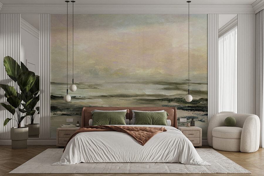 Een schilderij van een landschap