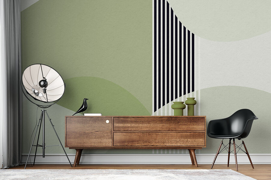 Een groen en zwart geometrisch ontwerp