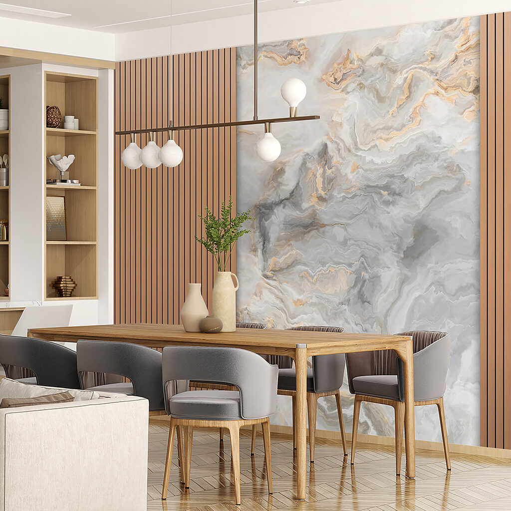 A marble and wood paneling A marble and wood paneling