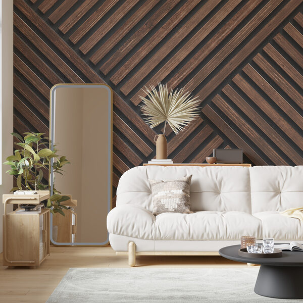 Een houten lambrisering met zwarte lijnen Een houten lambrisering met zwarte lijnen