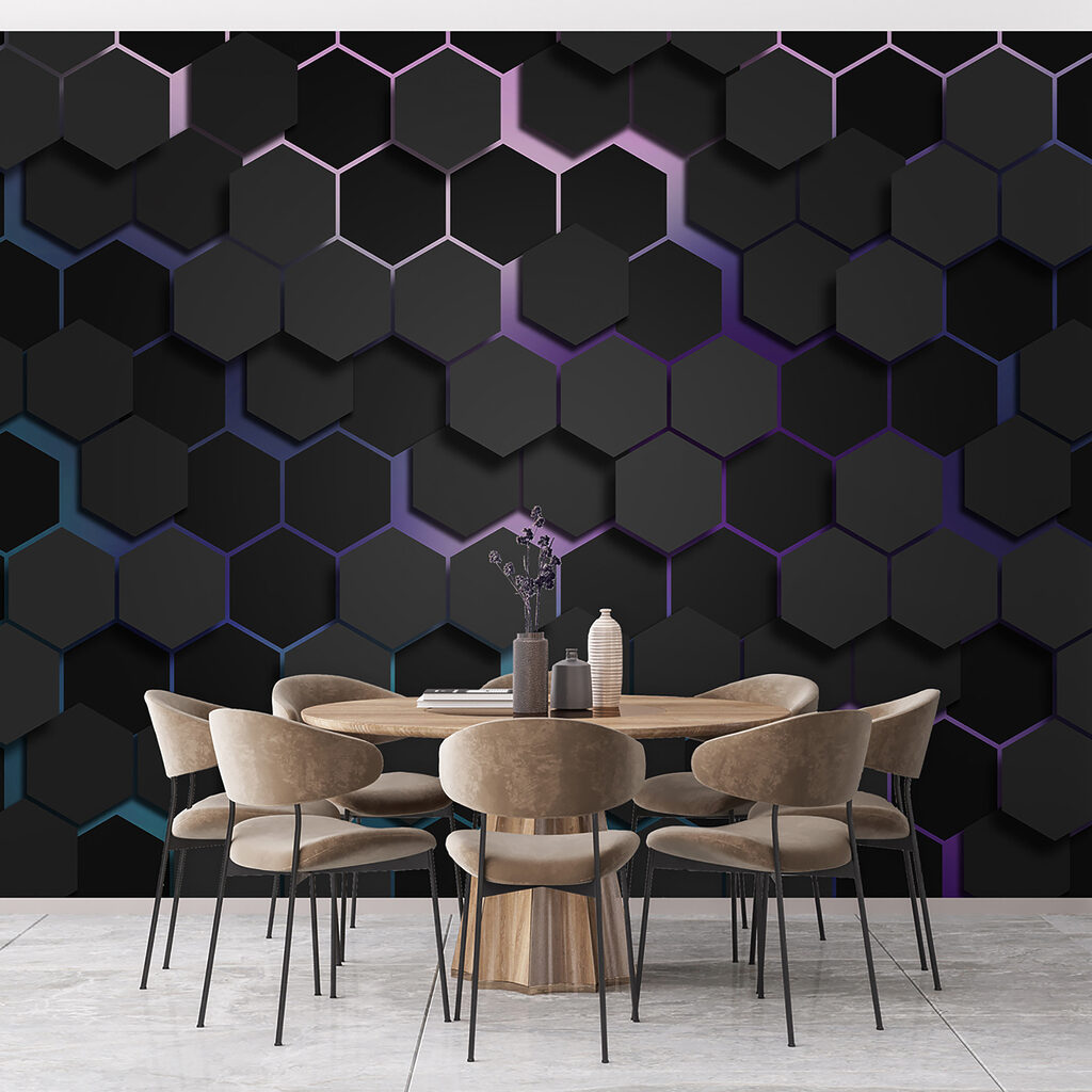 A group of black hexagons A group of black hexagons