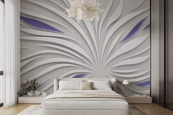 Een witte en paarse werveling op een muur Een witte en paarse werveling op een muur