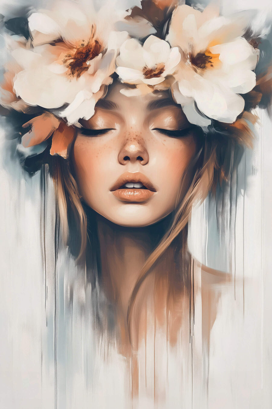 Vrouw met bloemen in haar haar