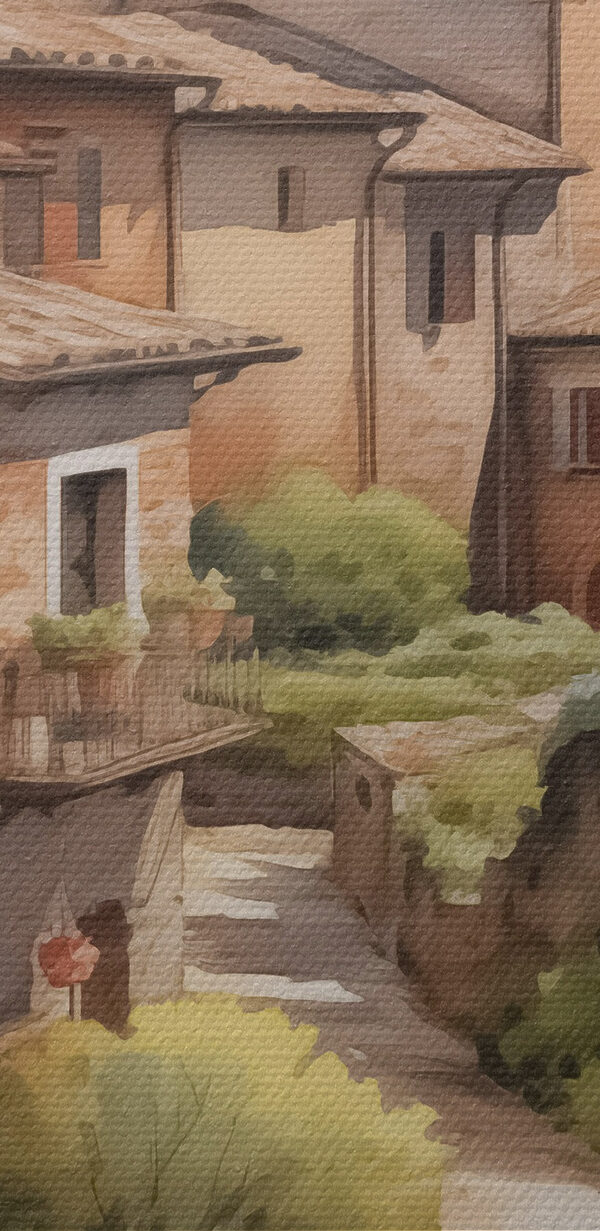 Aquarel van een dorp Aquarel van een dorp