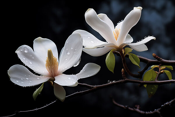 Delicate bloesems versierd met druppels Delicate bloesems versierd met druppels