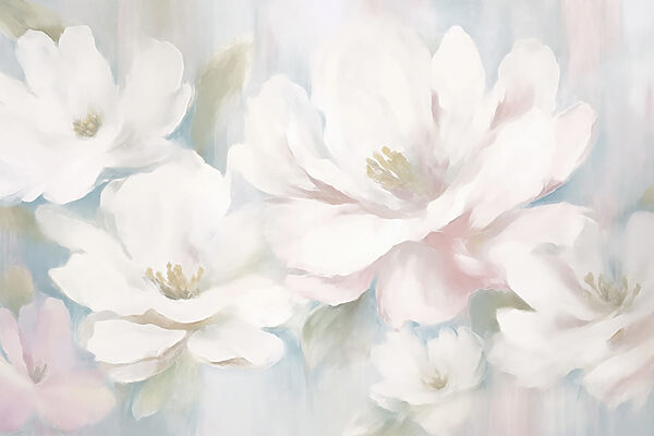 Schilderij van witte bloemen Schilderij van witte bloemen