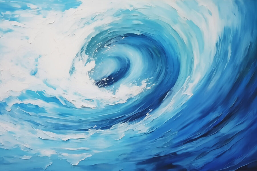 Blauw met witte werveling