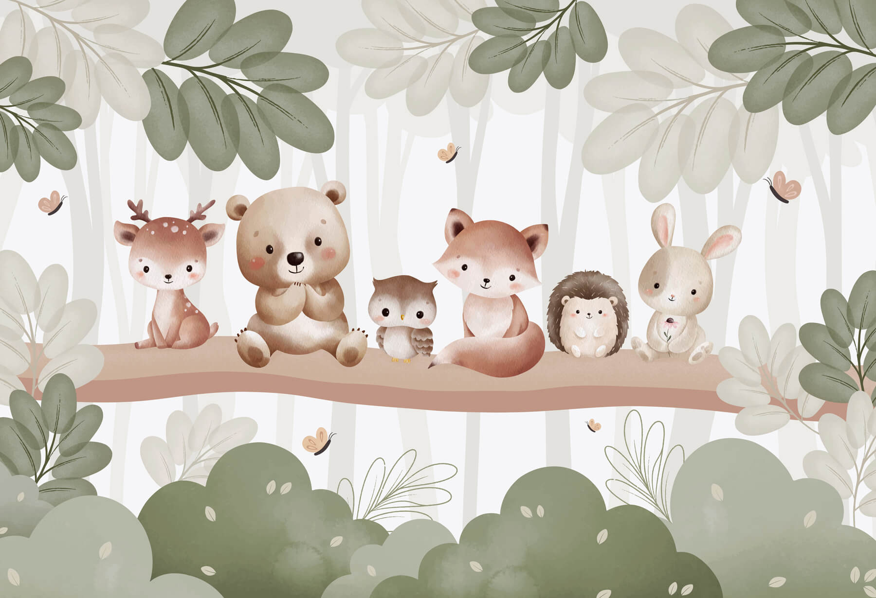 Group of animals on a tree branch