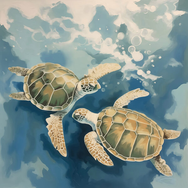 Paar schildpadden zwemmend in water Paar schildpadden zwemmend in water