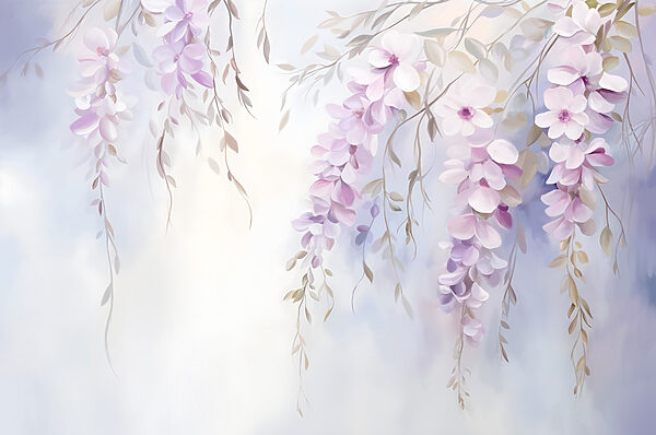 Schilderij van bloemen op een tak Schilderij van bloemen op een tak