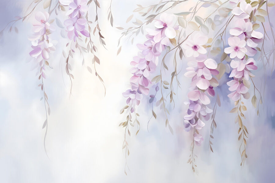 Schilderij van bloemen op een tak Schilderij van bloemen op een tak