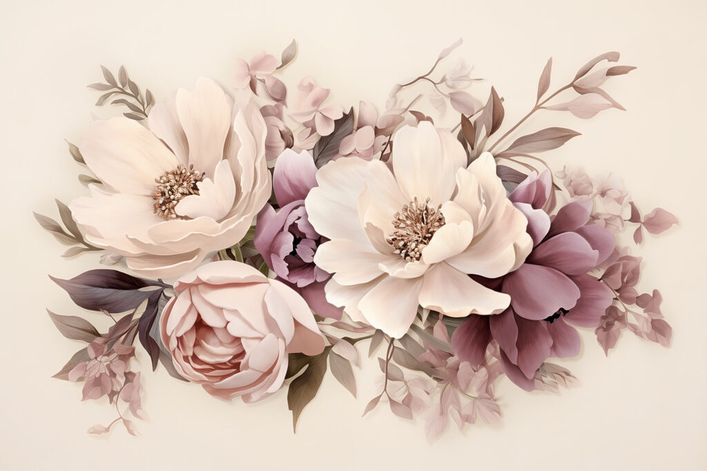 Groep bloemen op witte achtergrond Groep bloemen op witte achtergrond
