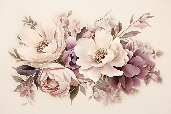 Groep bloemen op witte achtergrond Groep bloemen op witte achtergrond