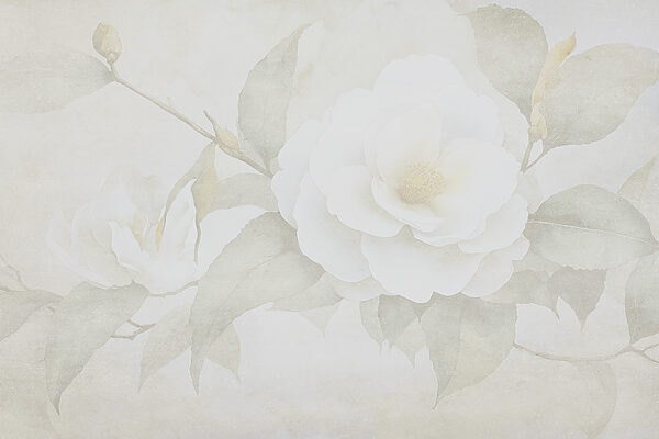 Witte bloem met groene bladeren Witte bloem met groene bladeren