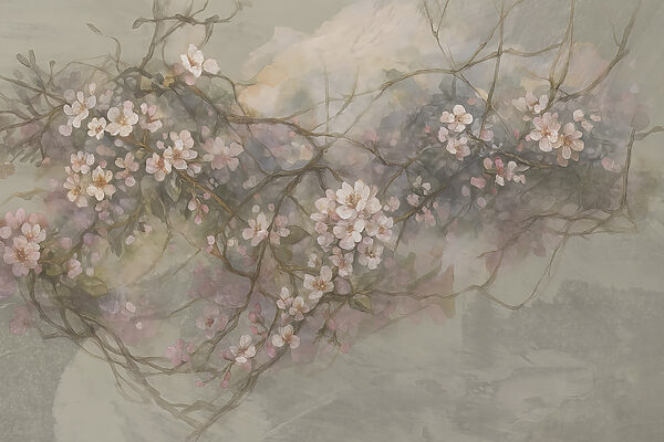 Painting of flowers on a branch Painting of flowers on a branch