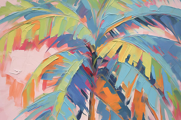 Schilderij van een palmboom Schilderij van een palmboom