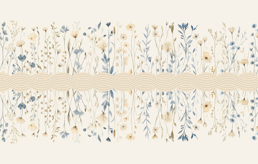Bloemenpatroon met blauwe en witte bloemen Bloemenpatroon met blauwe en witte bloemen