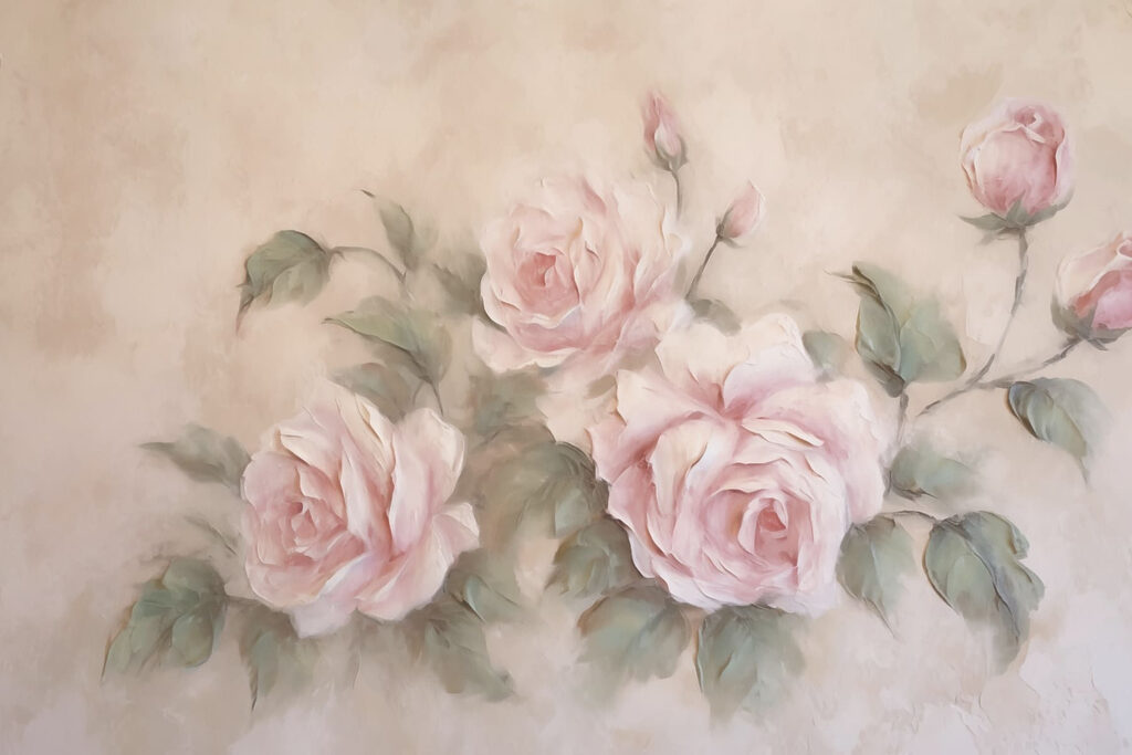 Schilderij van roze rozen Schilderij van roze rozen
