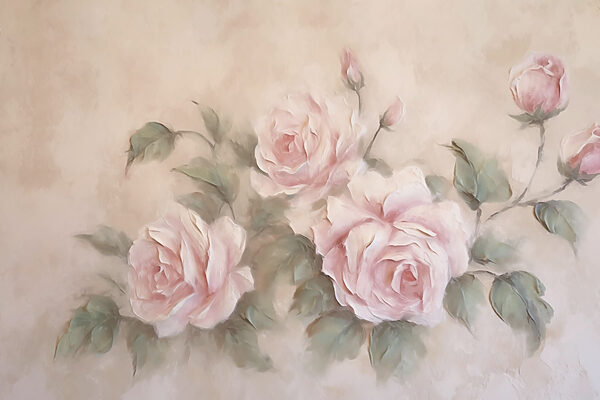 Schilderij van roze rozen Schilderij van roze rozen