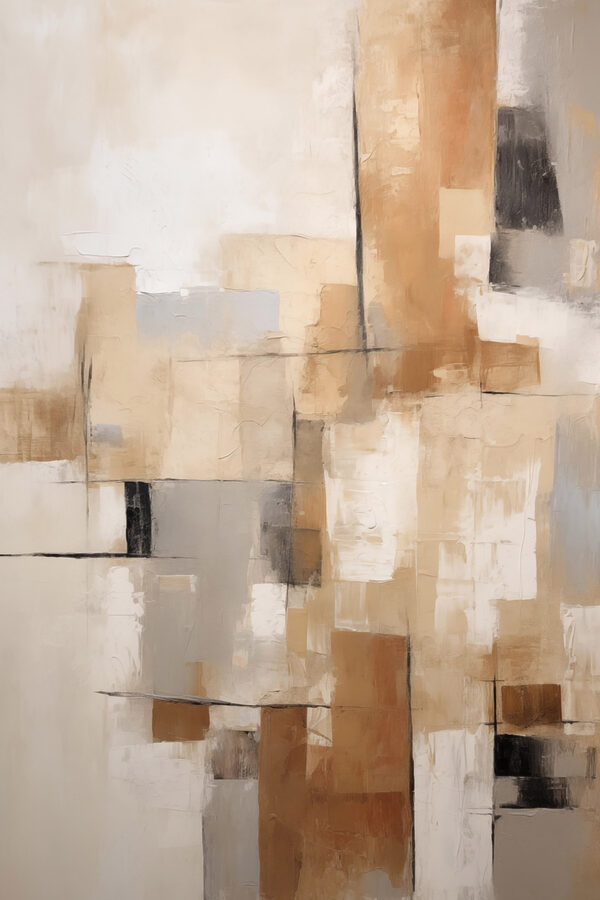 Schilderij van een witte en bruine muur Schilderij van een witte en bruine muur
