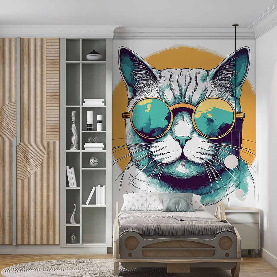 Fotobehang Een kat met een zonnebril - Afbeelding 5