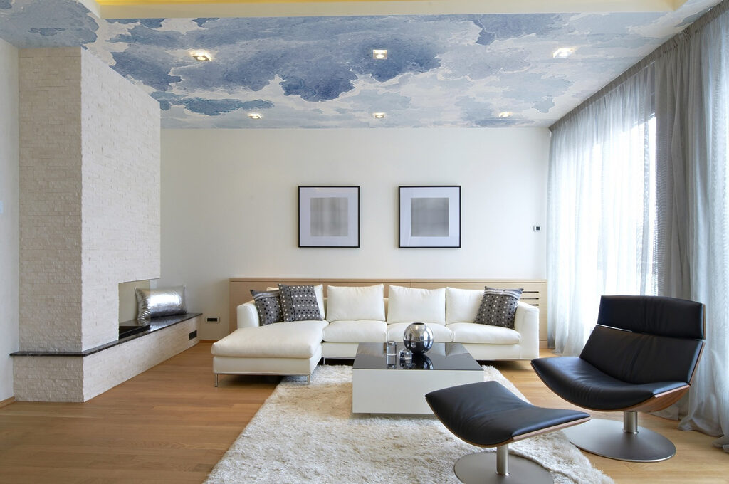 A blue and white sky with clouds
