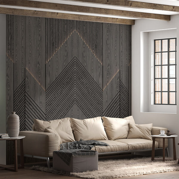 Geometrische patronen in donker hout. Geometrische patronen in donker hout.