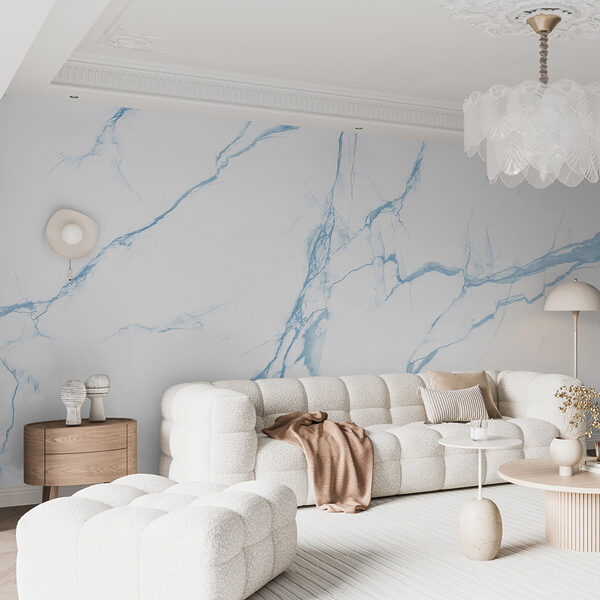 Een wit en blauw marmeren Een wit en blauw marmeren
