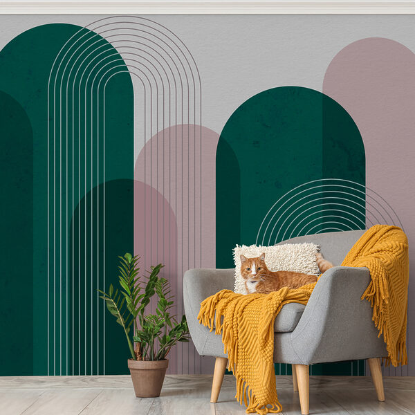 Een groen en roze kunstwerk Een groen en roze kunstwerk
