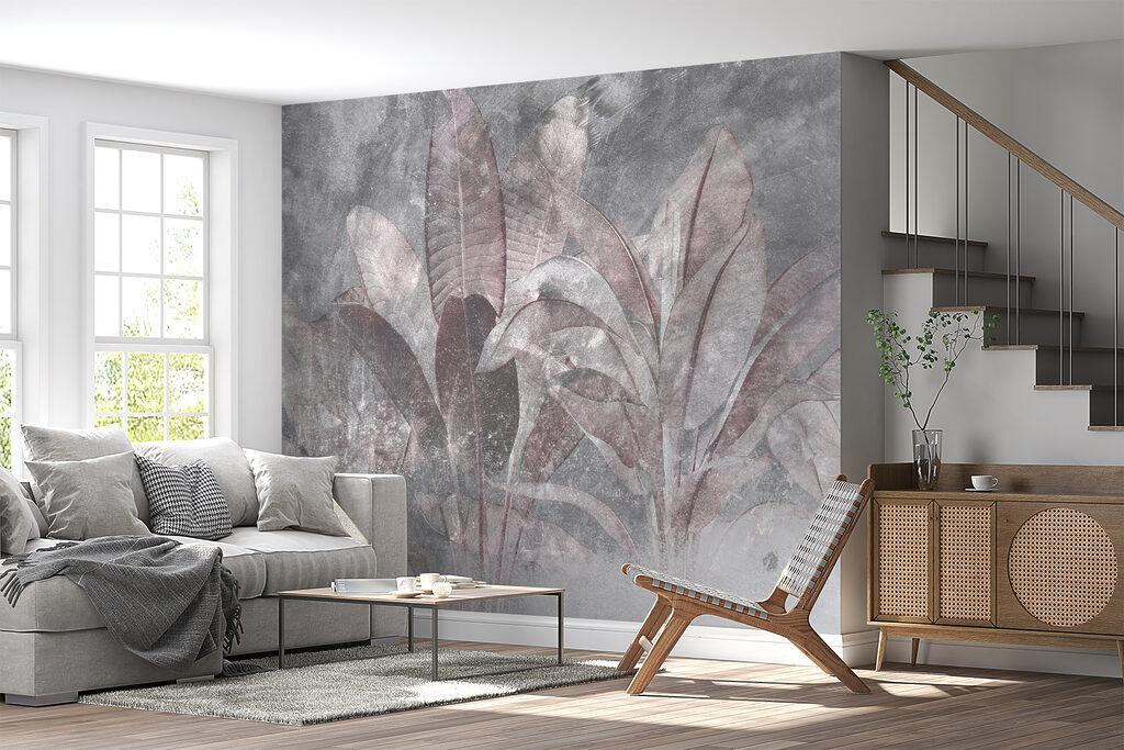 Muted leaves on textured background