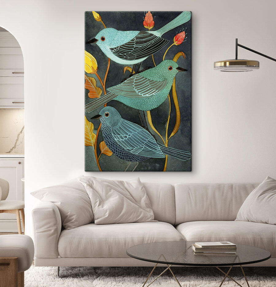 Een groep vogels op een plant
