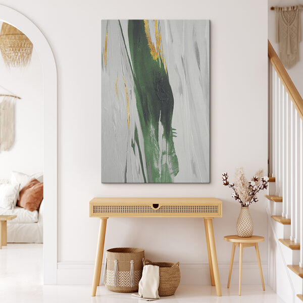 Smaragdgroene strepen op canvas met structuur Smaragdgroene strepen op canvas met structuur