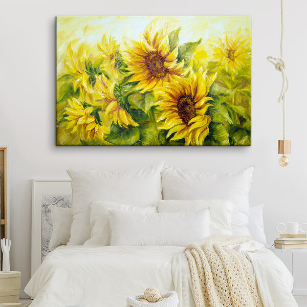 Een schilderij van zonnebloemen Een schilderij van zonnebloemen
