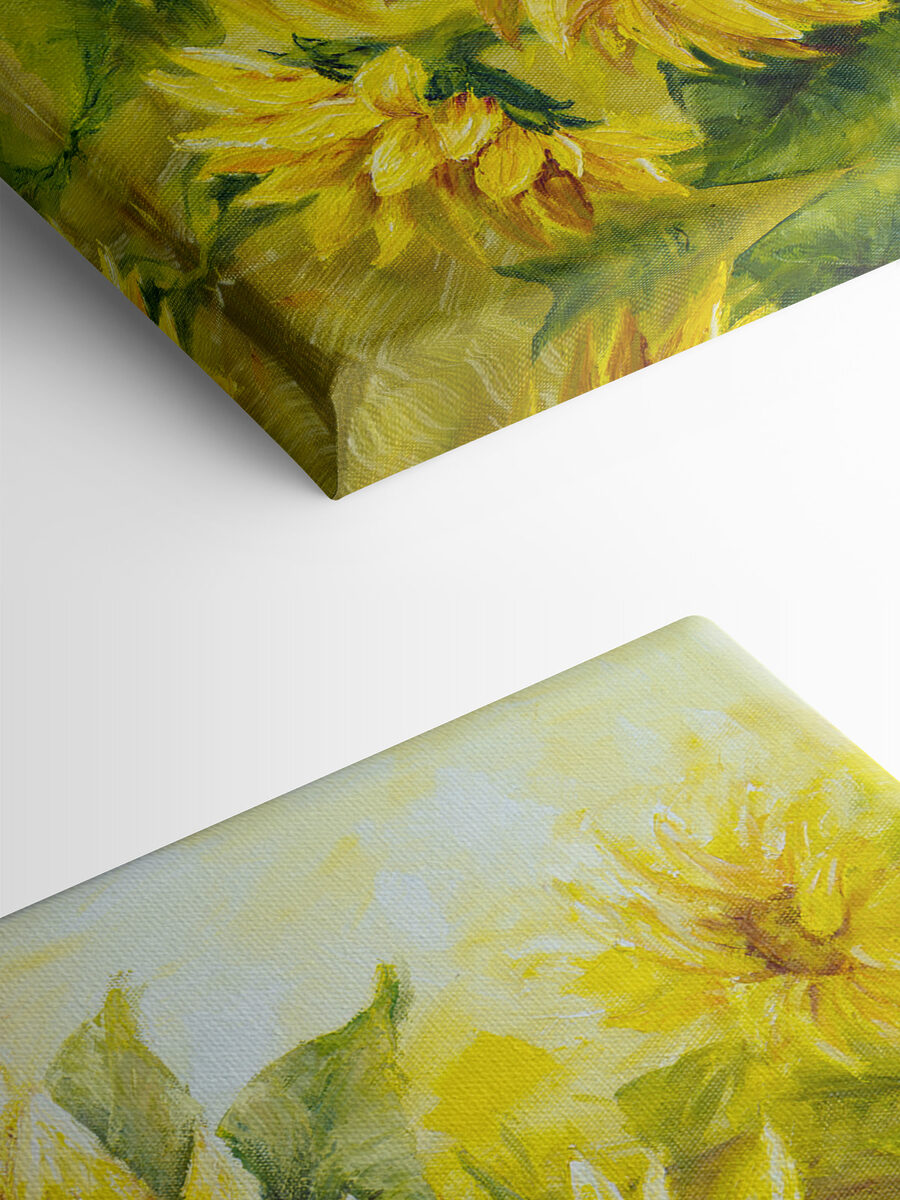 Een schilderij van zonnebloemen