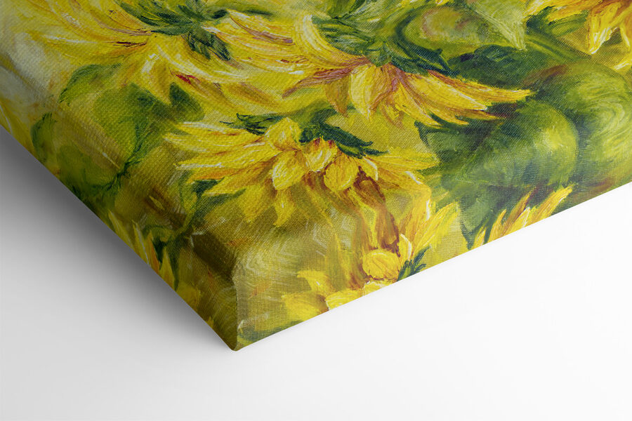 Een schilderij van zonnebloemen