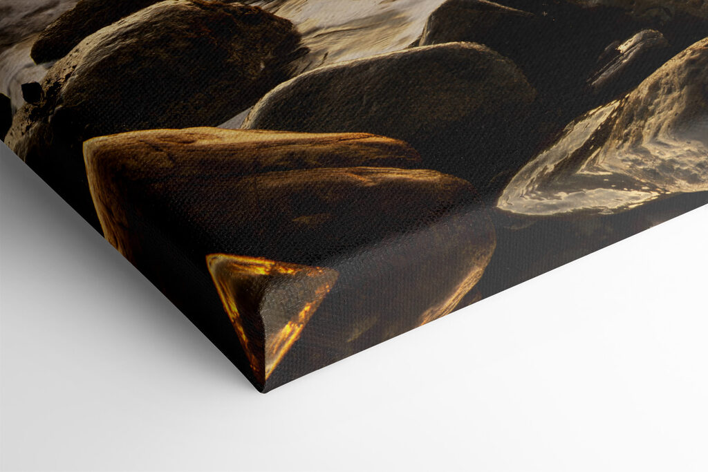 A sunset over a rocky beach A sunset over a rocky beach