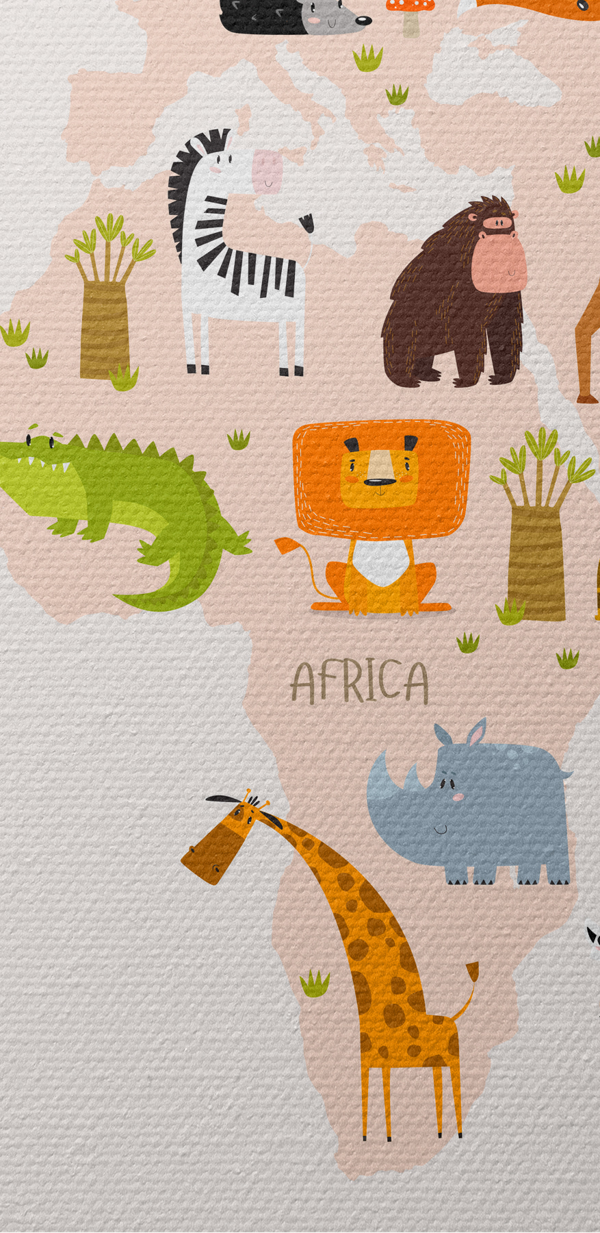 Een wereldkaart met dieren