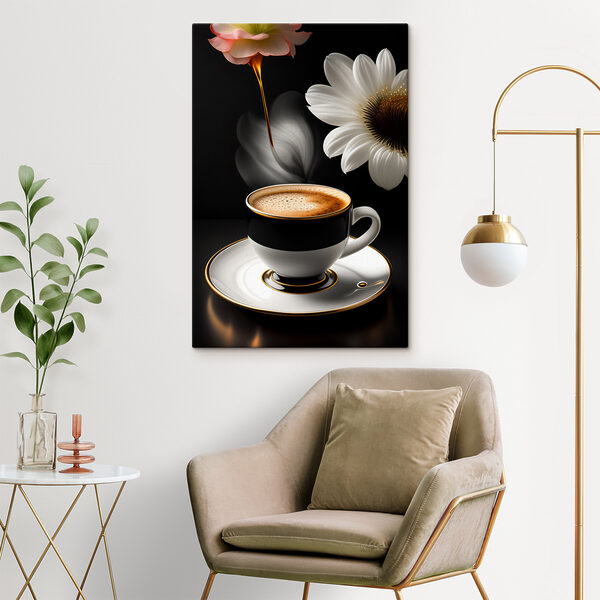 Een kopje koffie en een bloem Een kopje koffie en een bloem